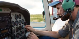 a pilot in the Cockpit of a plane